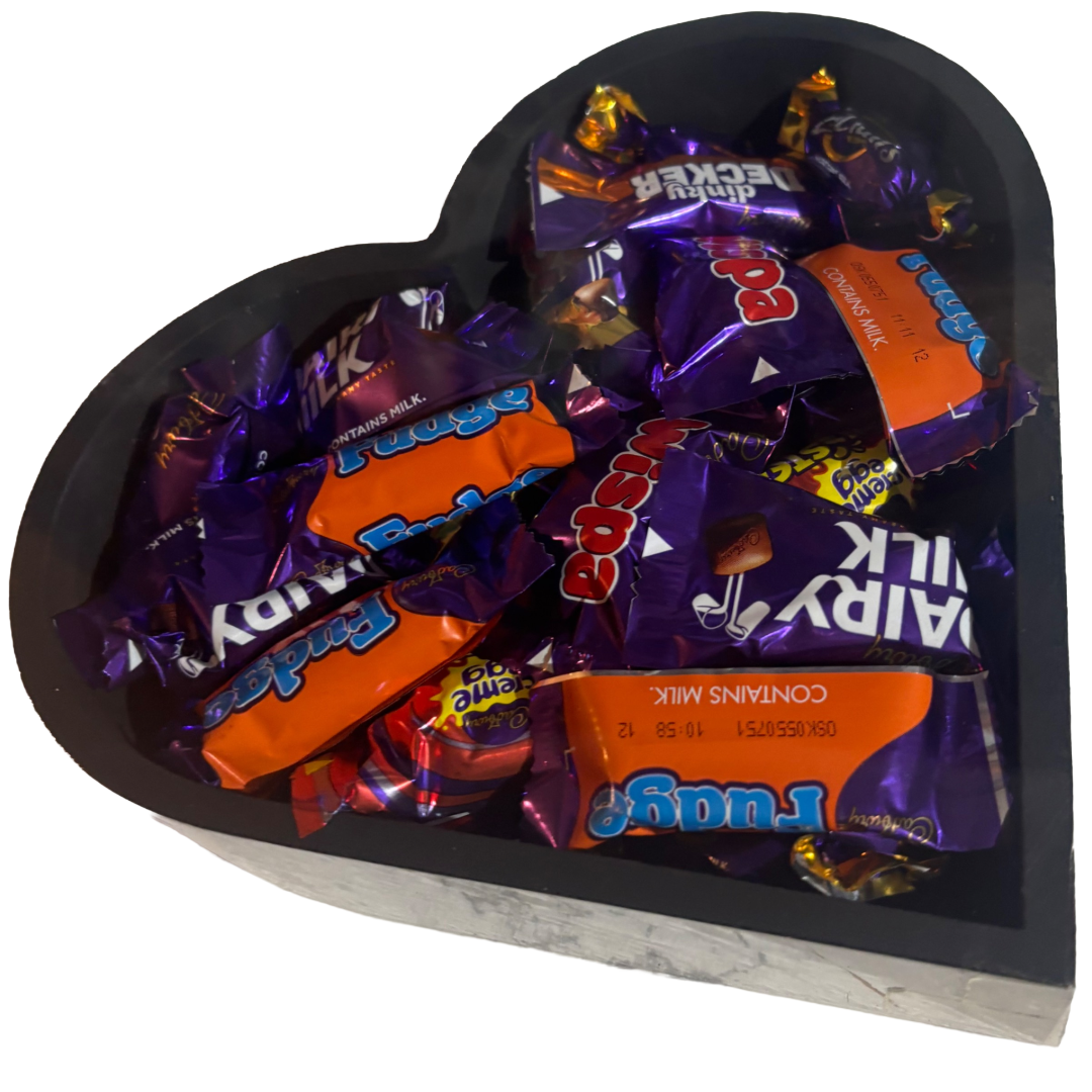 Wooden Heart Filled With 340g Chocolate