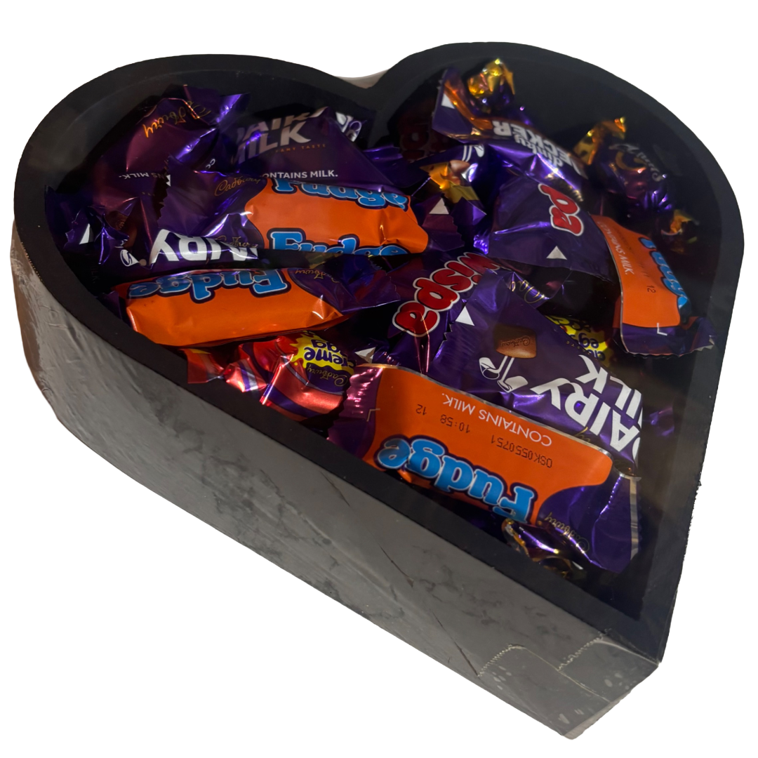Wooden Heart Filled With 340g Chocolate