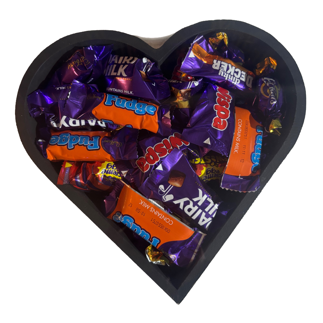 Wooden Heart Filled With 340g Chocolate